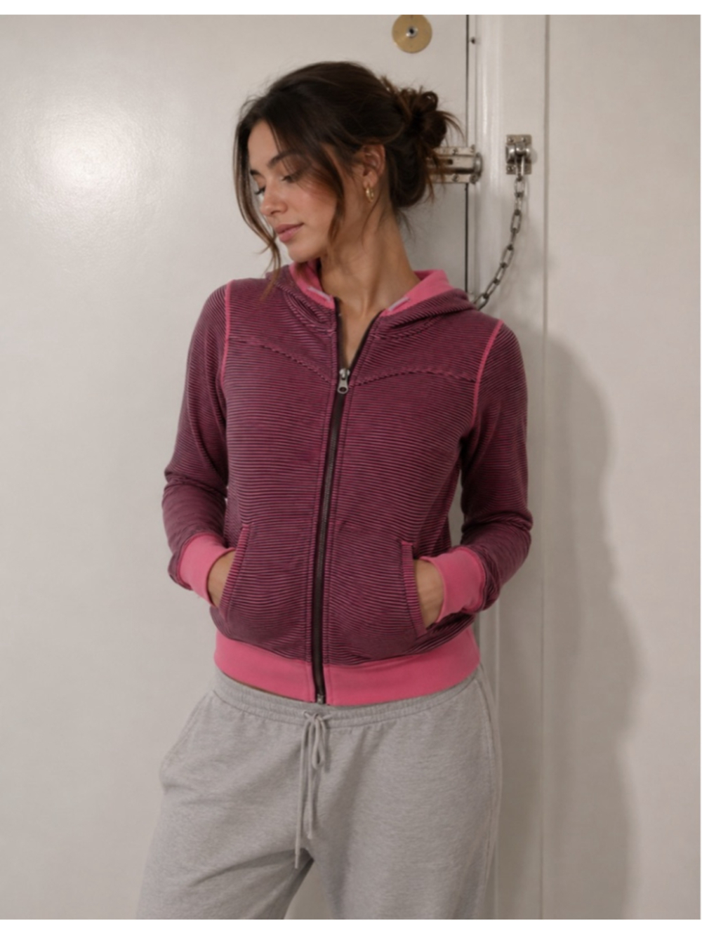 Lululemon Bliss Break Hoodie Wagon Stripe Plum Afterglo / Plum / Afterglo
#27